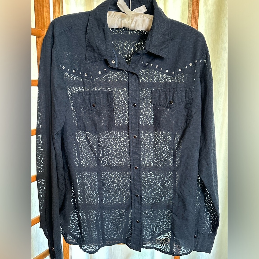 Cumberland Outfitters Western Shirt Snap Button Down Rhinestone 1X